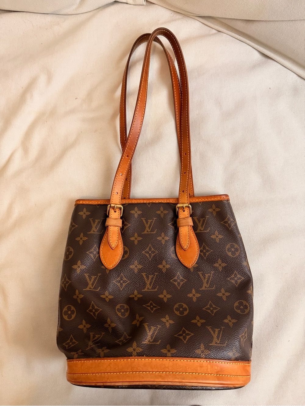 Louis Vuitton Monogram Canvas Bucket Tote in Brown and Tan